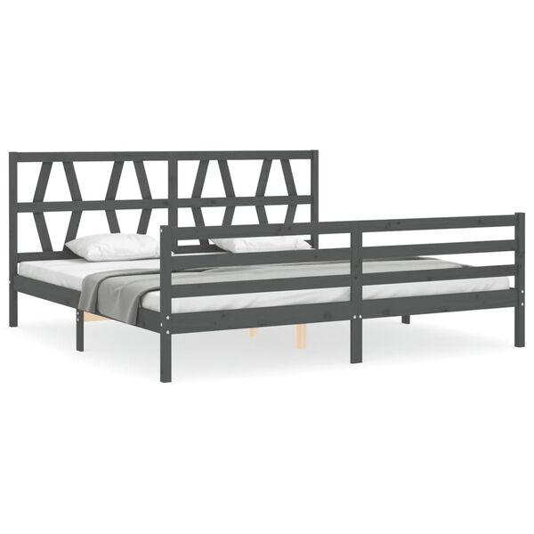 vidaXL Bed Frame without Mattress Grey 200x200 cm Solid Wood