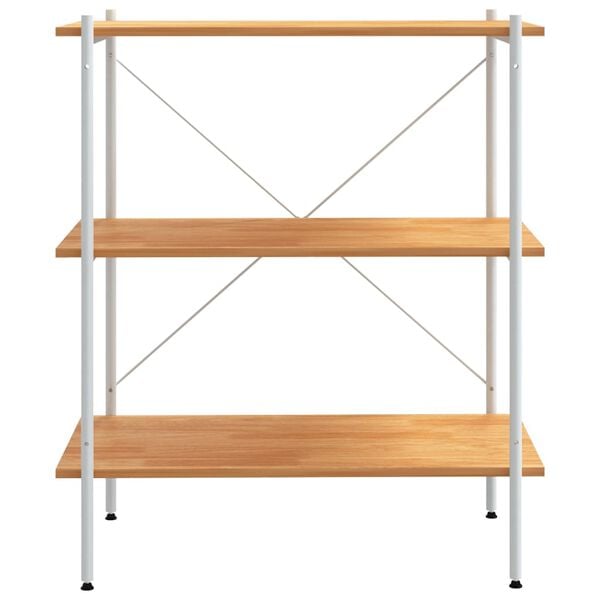 vidaXL 3-Tier Shelving Unit White and Oak 80x40x92 cm