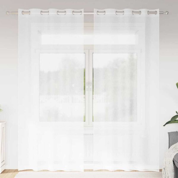 vidaXL Voile Curtain with Curtains 2 pcs White 245 x 140 cm Polyester
