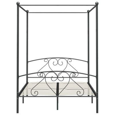 vidaXL Canopy Bed Frame Grey Metal 160x200 cm