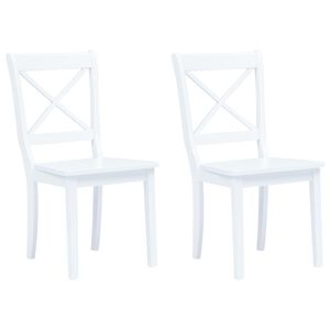 vidaXL Dining Chair | Set of 2 | White | Solid rubber wood | Standard | Durable