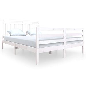 vidaXL Bed Frame without Mattress White King Size Solid Wood