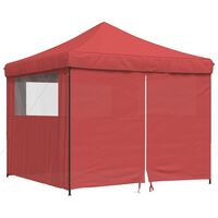 vidaXL Foldable Party Tent Pop-Up with 4 Sidewalls Burgundy