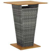 vidaXL Bar Table Grey 80x80x110 cm Poly Rattan and Solid Acacia Wood