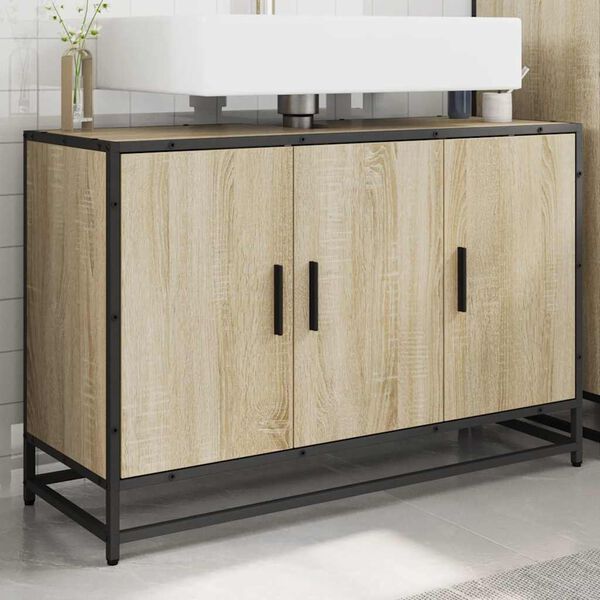 vidaXL Bathroom Sink Cabinet Sonoma Oak 90x33x60 cm Engineered Wood
