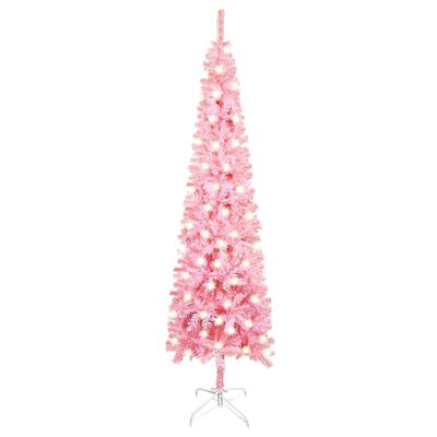 vidaXL Slim Pre-lit Christmas Tree Pink 120 cm