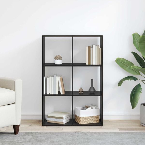 vidaXL Book Cabinet Black Oak 69.5 x 29 x 103.5 cm Engineered Wood