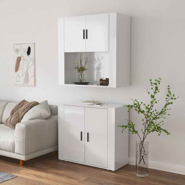 vidaXL Highboard High Gloss White Engineered Wood