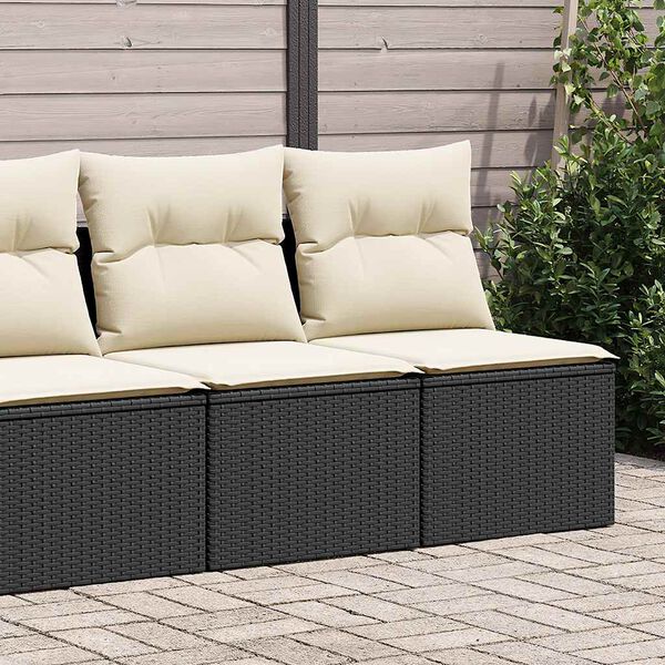 vidaXL 2 Piece Garden Sofa Set with Cushions Black Poly Rattan Acacia