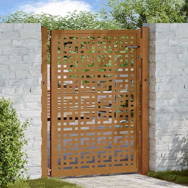 vidaXL Garden Gate 100x150 cm Weathering Steel Cross Design