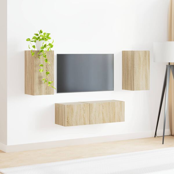 vidaXL TV Wall Cabinet Set 4 pcs Sonoma Oak Engineered Wood