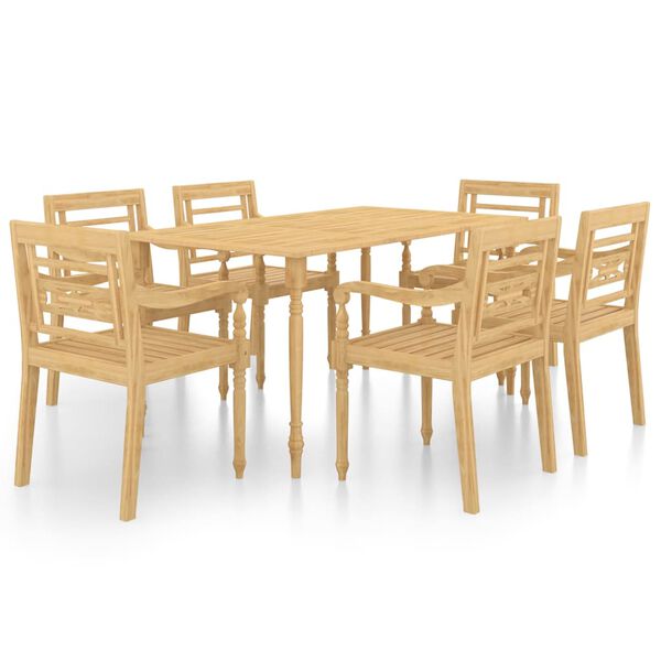 vidaXL 7 Piece Garden Dining Set Solid Teak Wood