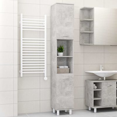 vidaXL Bathroom Cabinet Concrete Grey 30x30x179 cm Engineered Wood
