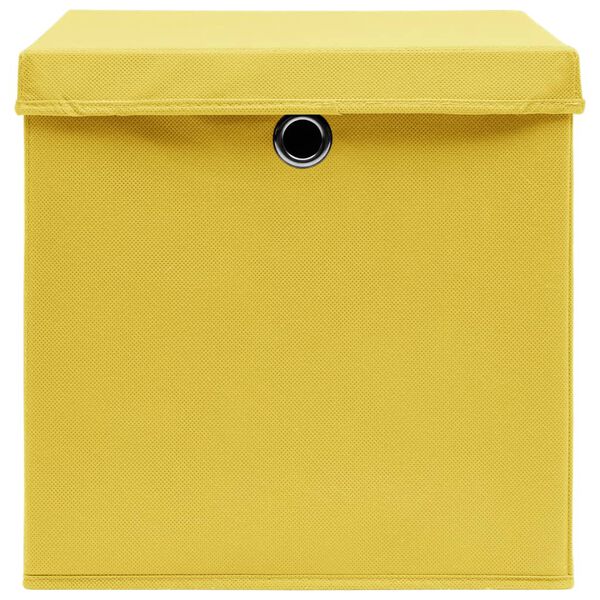 vidaXL Storage Boxes with Lids 4 pcs Yellow 32x32x32 cm Fabric