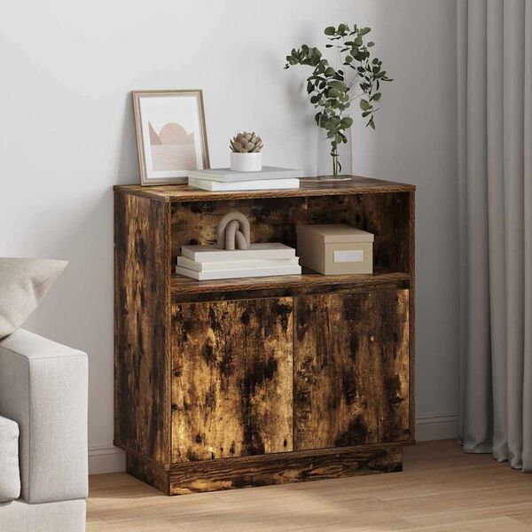 vidaXL LED Sideboard Smoked Oak 71 x 34.5 x 75 cm Engineered Wood
