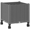 vidaXL Garden Planter with Wheels Light Grey 40 x 40 x 48 cm PP