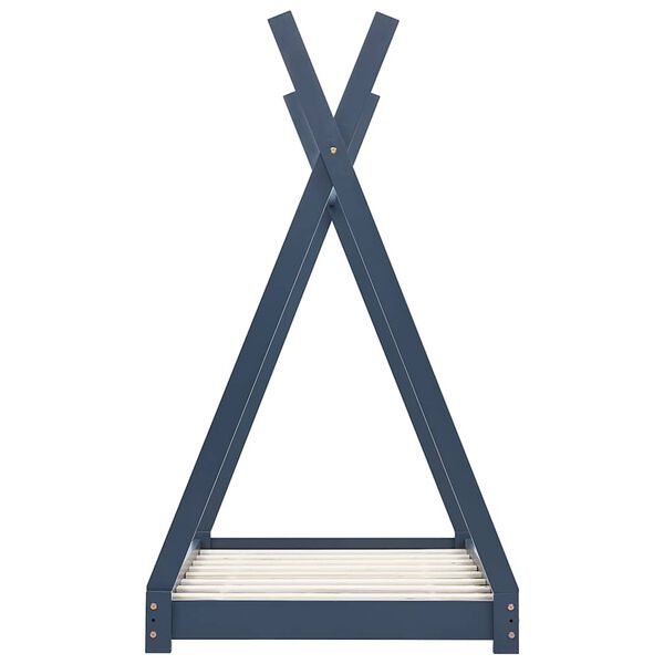 vidaXL Kids Bed Frame Grey Solid Pine Wood 70x140 cm