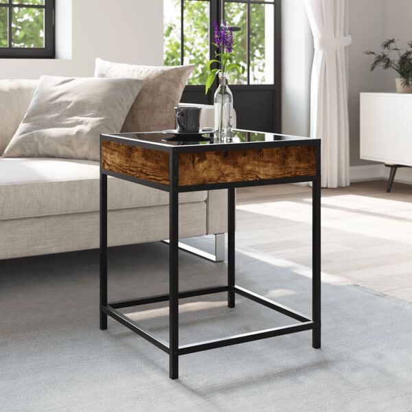 vidaXL Coffee Table with Infinity LED Smoked Oak 40x40x51 cm