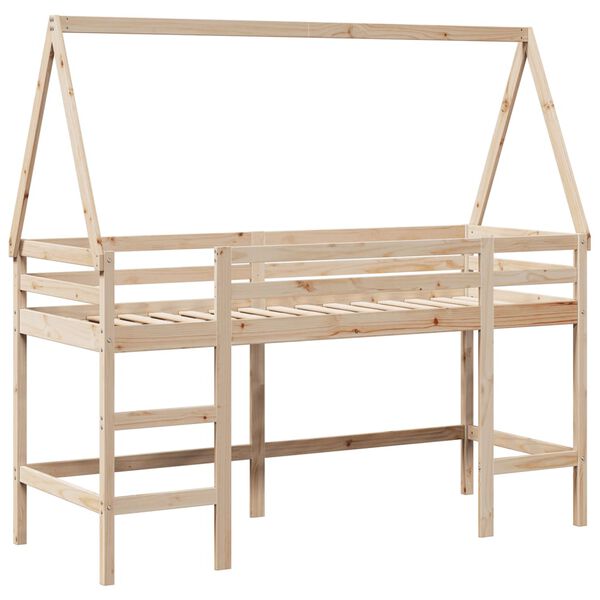 vidaXL Loft Bed with Ladder and Roof without Mattress 90x190 cm Single