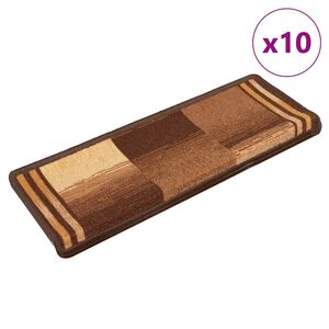 vidaXL Stair Mats Self-adhesive 10 pcs 65x21x4 cm Brown