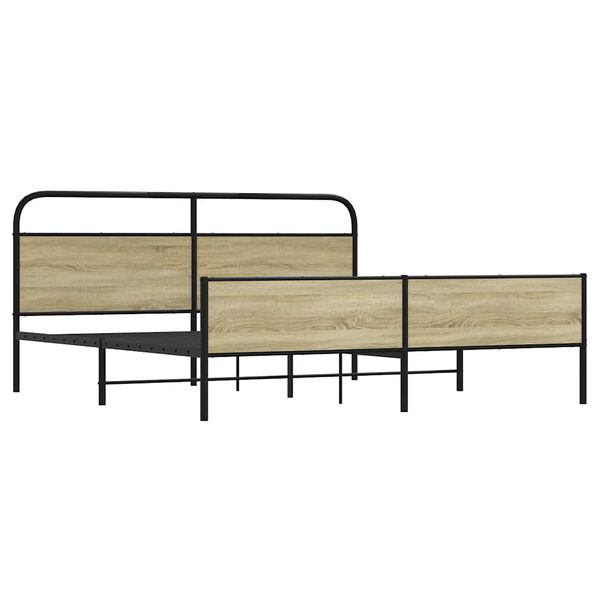 vidaXL Metal Bed Frame without Mattress Sonoma Oak 180x200 cm Super King