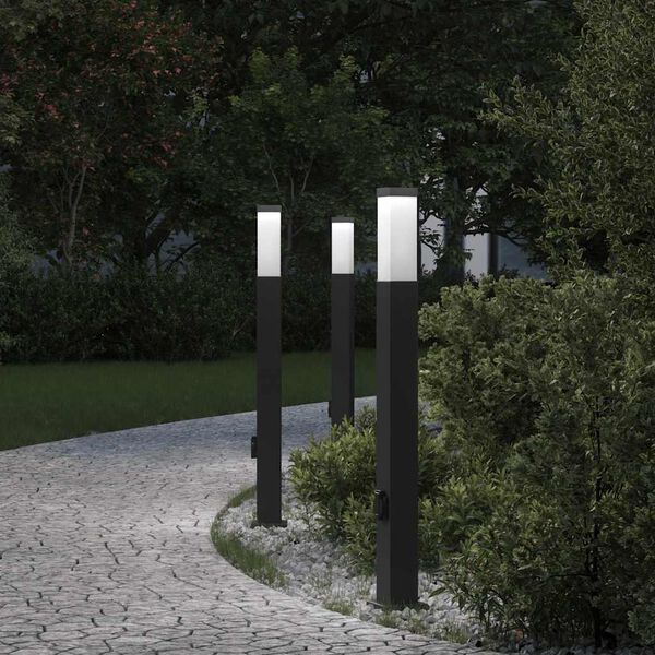 vidaXL Bollard Lights with Outlet 3 pcs 80 cm Black IP44