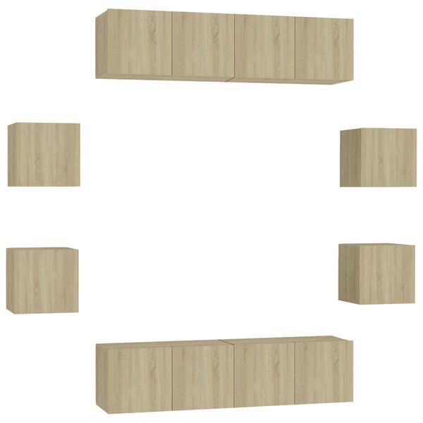 vidaXL 8 Piece TV Cabinet Set Sonoma Oak Engineered Wood