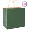 vidaXL Paper Bags 250 pcs with Handles Green 26x17x25 cm