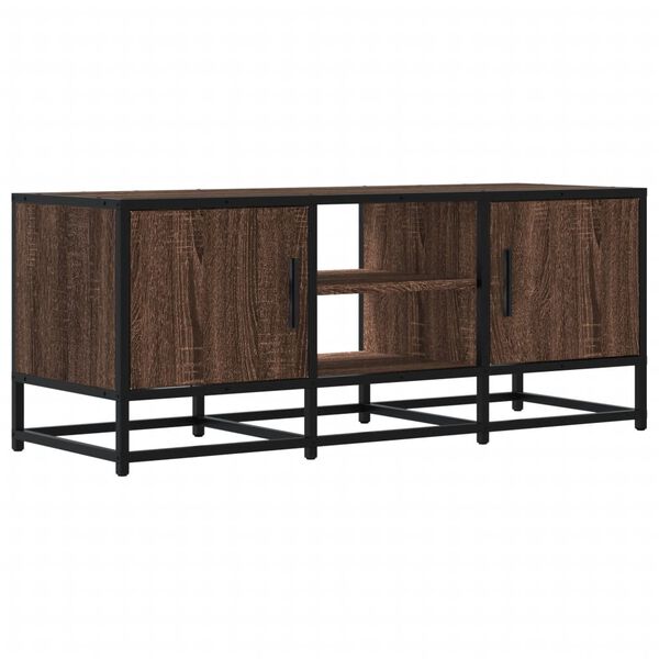 vidaXL TV Cabinet Brown Oak 100x35x41 cm Engineered Wood and Metal