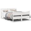 vidaXL Bed Frame with Headboard White 135x190 cm Double Solid Wood Pine