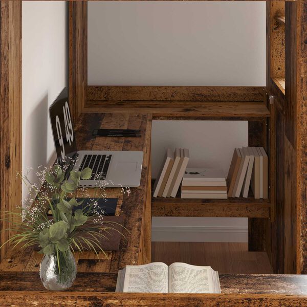 vidaXL Loft Bed Frame with Desk Old Wood 80 x 200 cm Engineered Wood