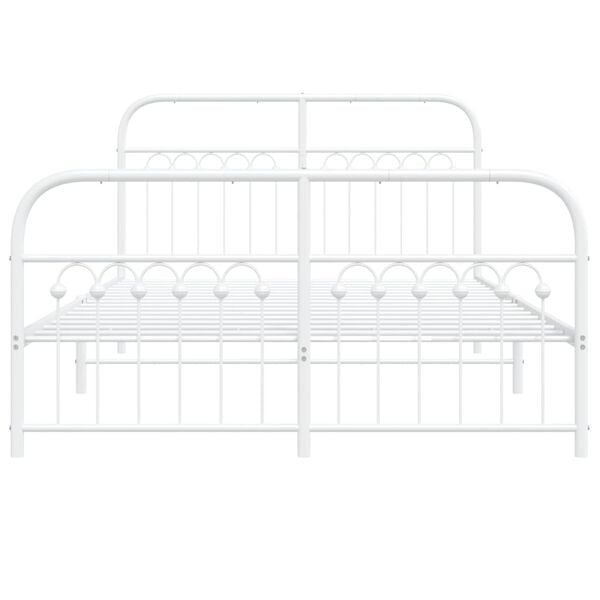 vidaXL Metal Bed Frame without Mattress with Footboard White 140x200cm