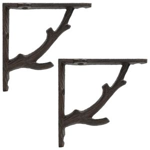 vidaXL Wall Shelf Brackets 2 pcs Antique Brown 10 x 10 x 3 cm Steel