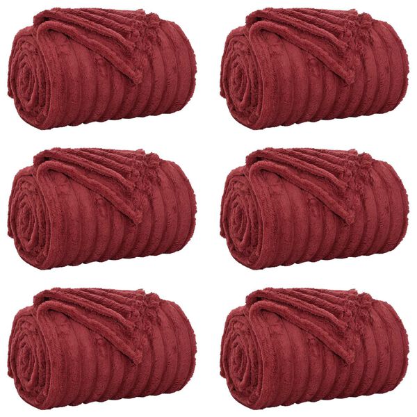 vidaXL Throw Blankets 6 pcs Bordeaux Red 150 x 130 cm Fleece