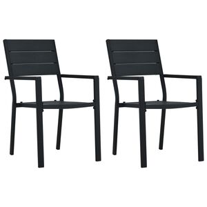 vidaXL Garden Chairs 2 pcs Black HDPE Wood Look