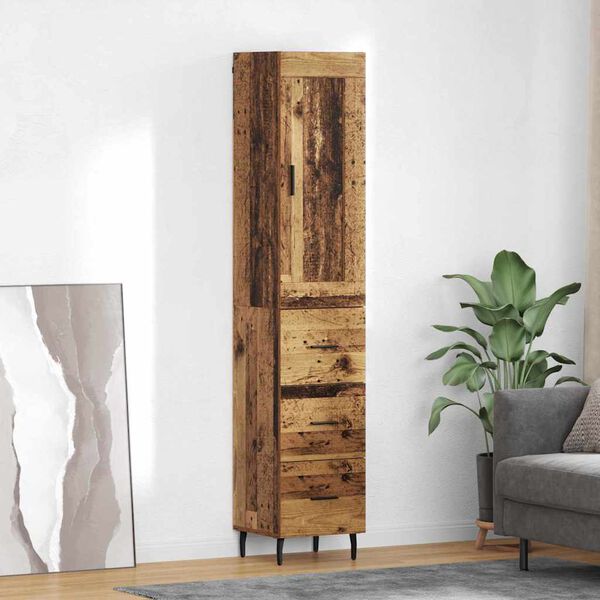 vidaXL Highboard Old Wood 34.5 x 34 x 180 cm Engineered Wood