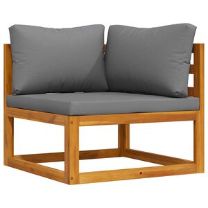 vidaXL Sectional Corner Sofa & Dark Grey Cushion Solid Acacia Wood