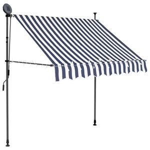vidaXL Manual Retractable Awning with LED 100 cm Blue and White