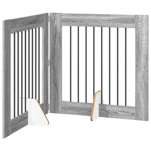 vidaXL Foldable Dog Gate with Stands 2 pcs Grey Sonoma 160.5 cm