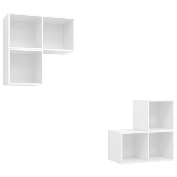 vidaXL 4 Piece TV Cabinet Set White Engineered Wood