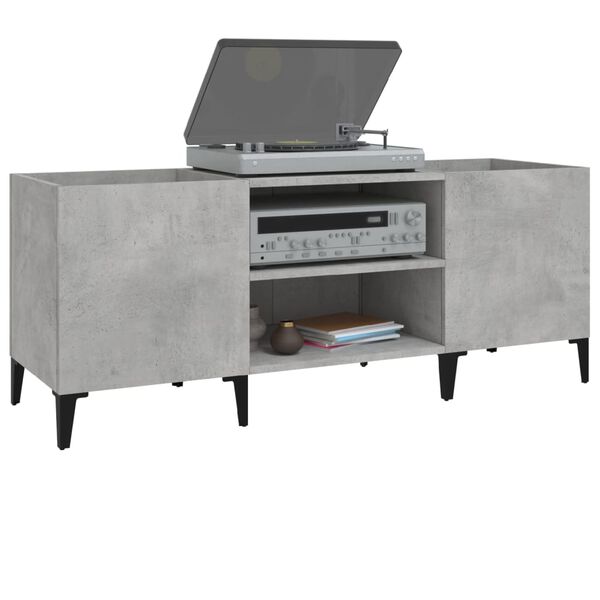 vidaXL Record Cabinet Concrete Grey 121x38x48 cm Engineered Wood