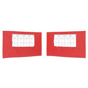 vidaXL Party Tent Sidewall 2 pcs 400 x 195 cm Red PE and Steel