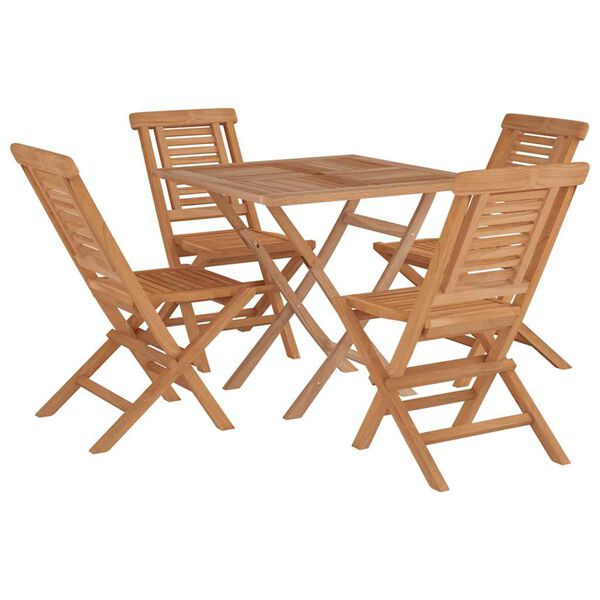 vidaXL 5 Piece Garden Dining Set Solid Wood Teak
