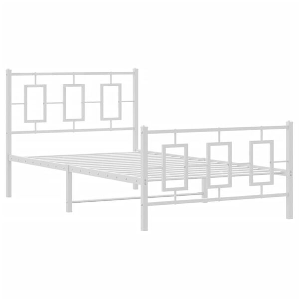 vidaXL Metal Bed Frame without Mattress with Footboard White 100x200cm