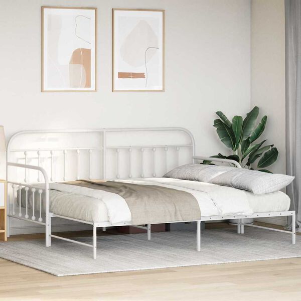 vidaXL Daybed Frame with Headboard White 100 x 190 cm Steel
