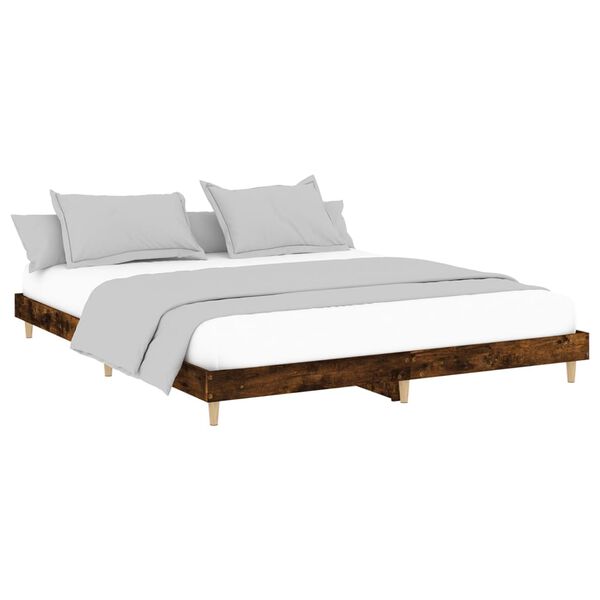 vidaXL Bed Frame without Mattress Smoked Oak 200x200 cm Engineered Wood