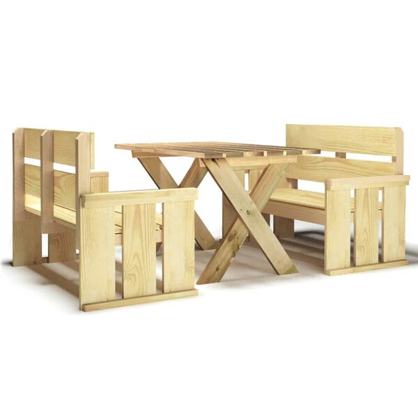 vidaXL 3 Piece Garden Dining Set Impregnated Pinewood