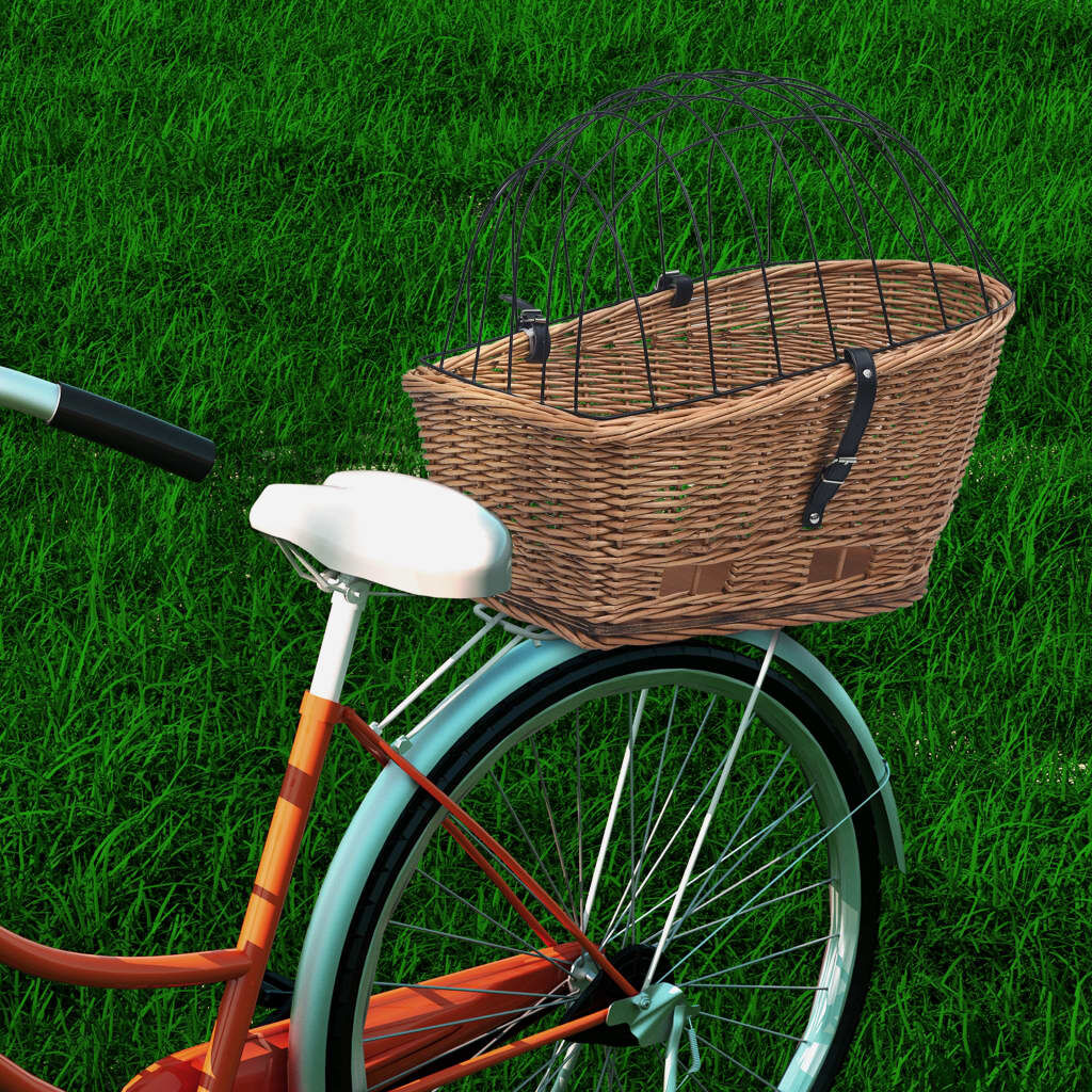 vidaXL Bike Rear Basket with Cover 55x31x36 cm Natural Willow vidaXL