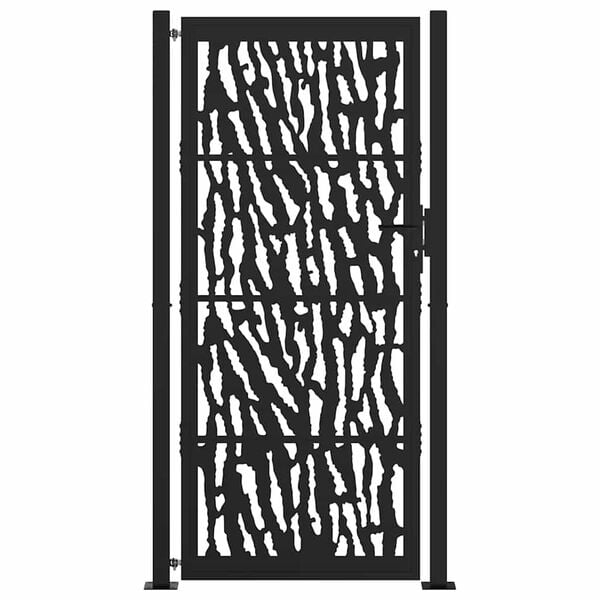 vidaXL Garden Gate Black 100x200 cm Steel Trace Design
