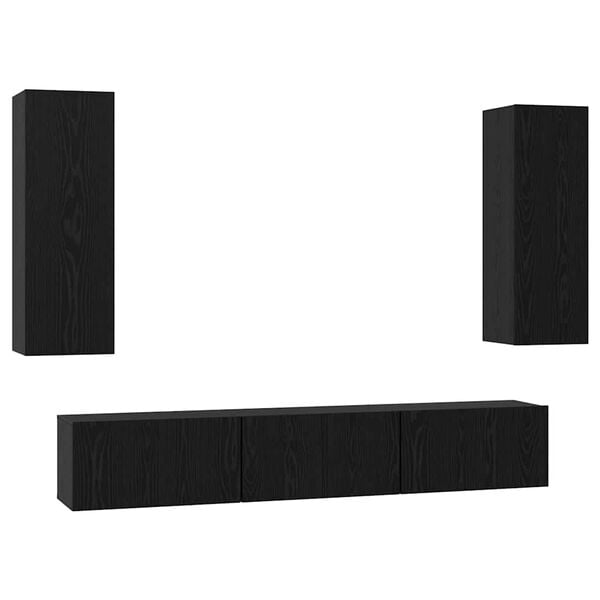 vidaXL TV Cabinet Set Wall-mounted 5 pcs Black Oak Engineered Wood